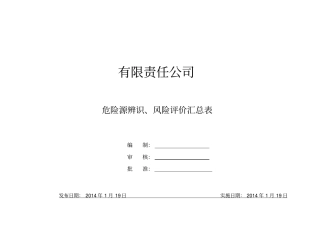 建筑工地危险源辨识风险评价汇总表