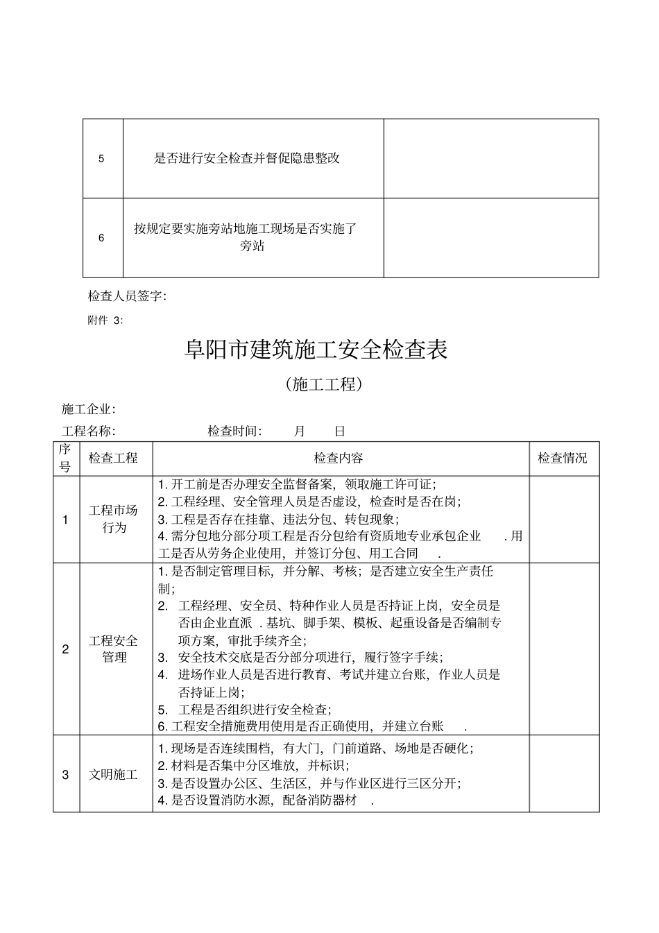 建筑工地安全检查表_第3页
