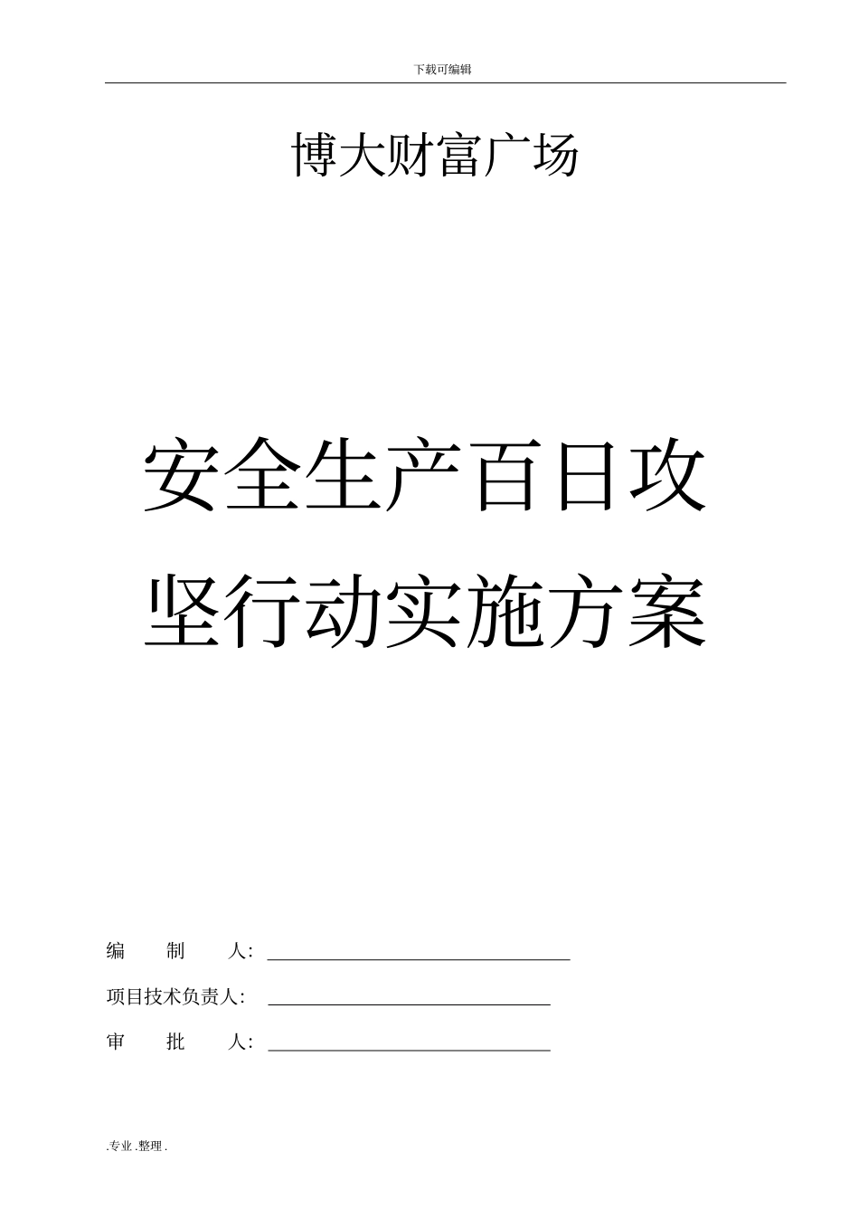 建筑工地安全生产百日攻坚行动实施计划方案_第1页