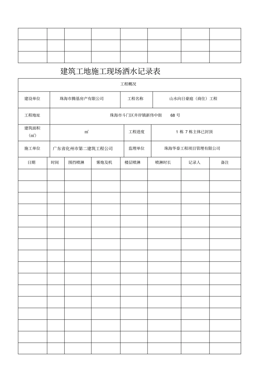 建筑工地施工现场洒水记录表_第3页