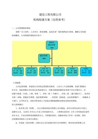 建筑工程公司机构组建方案
