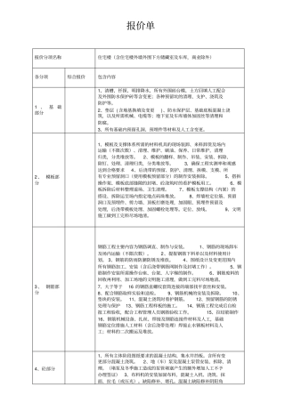 建筑工程劳务大包报价单