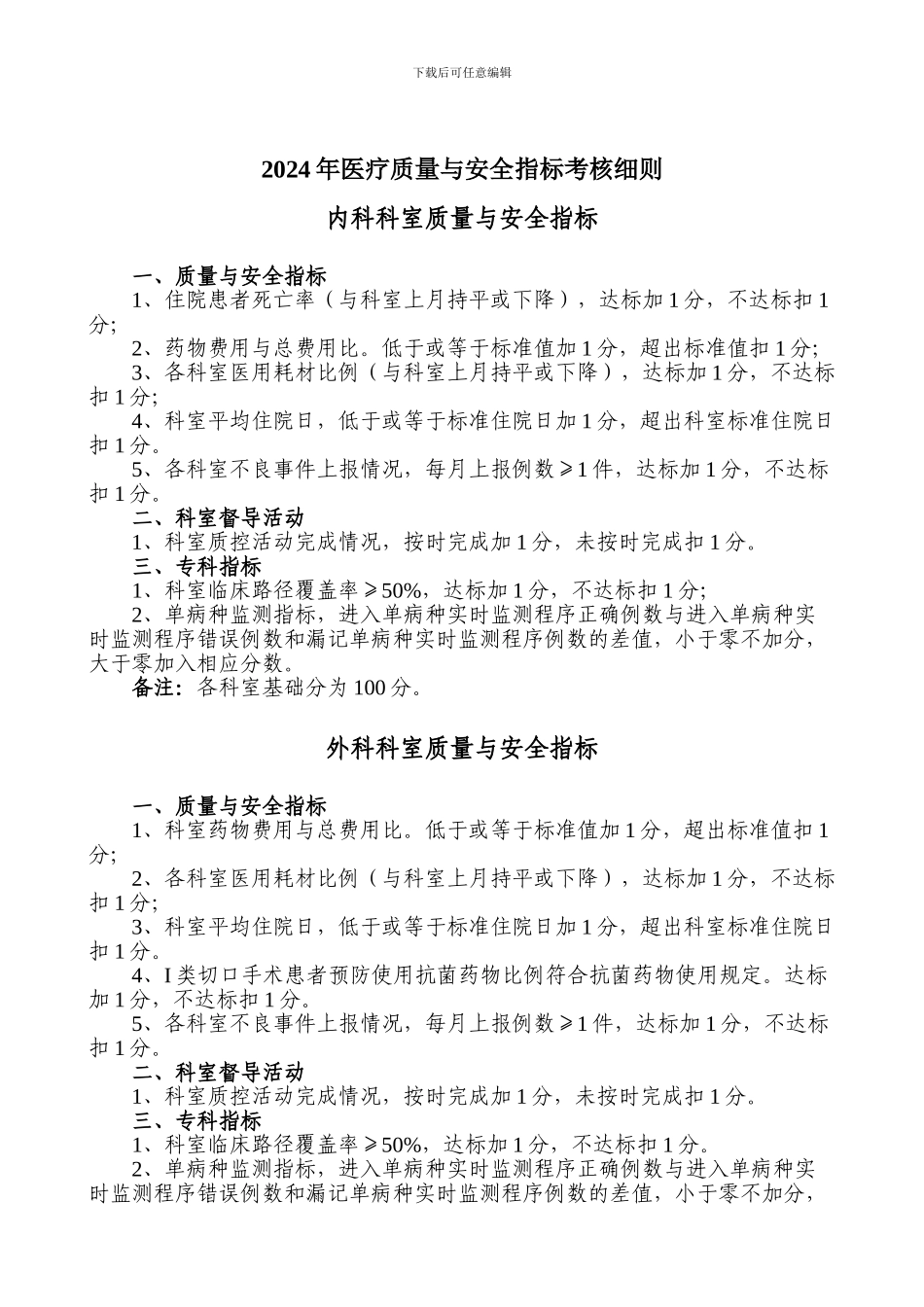 2024年医疗质量绩效考核标准细则_第2页