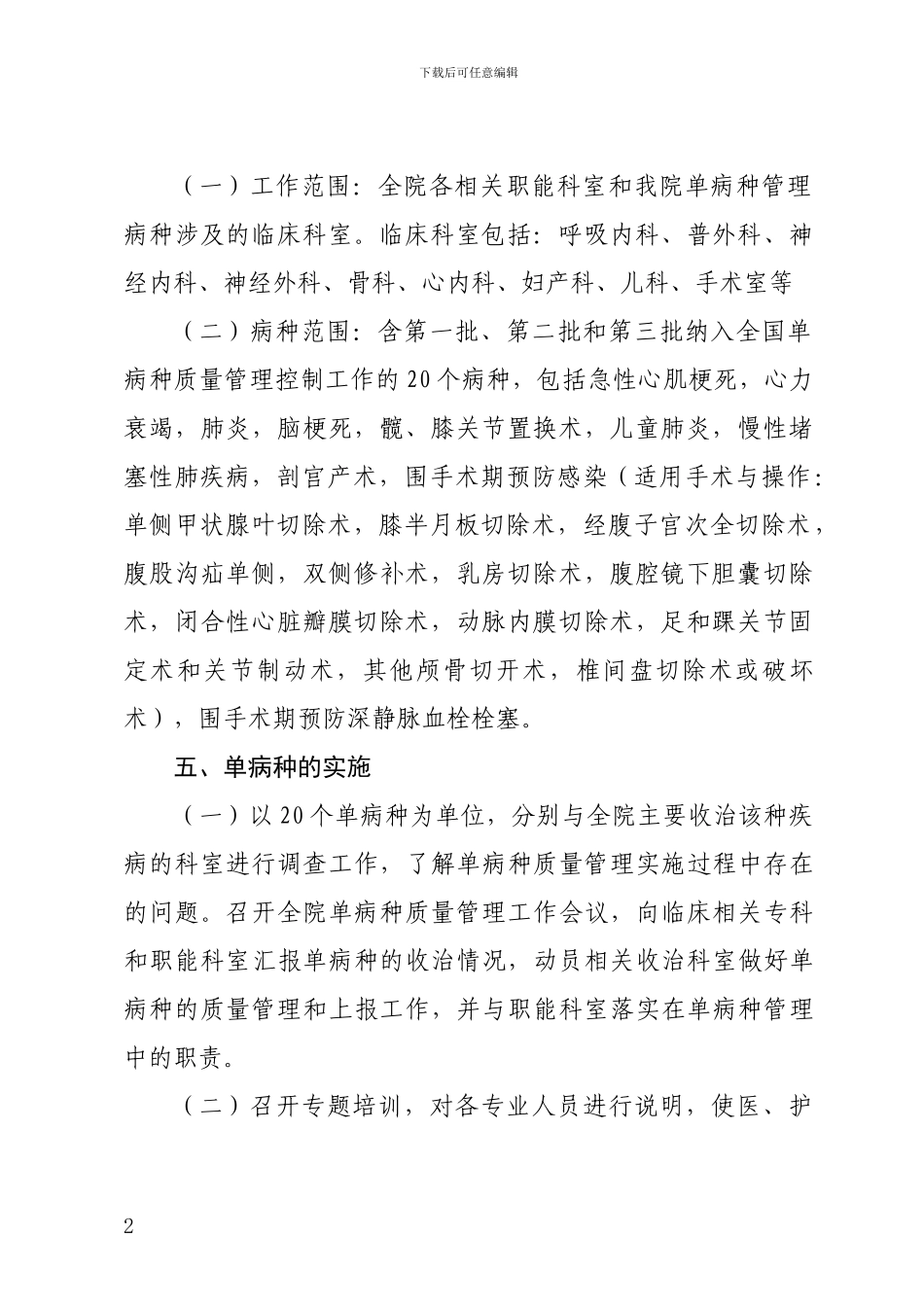 2024年单病种质量管理与控制工作实施方案_第2页