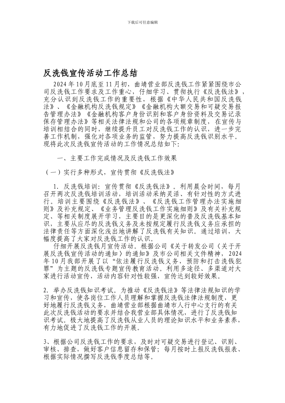 2024年反洗钱工作总结_第1页