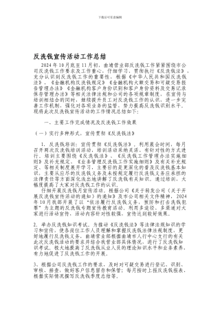 2024年反洗钱工作总结