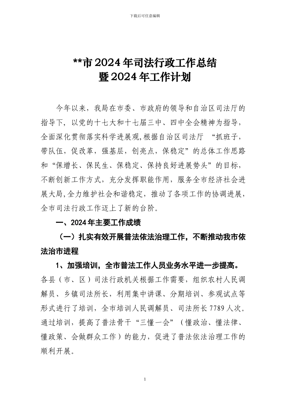 2024年司法行政工作总结暨11年计划_第1页