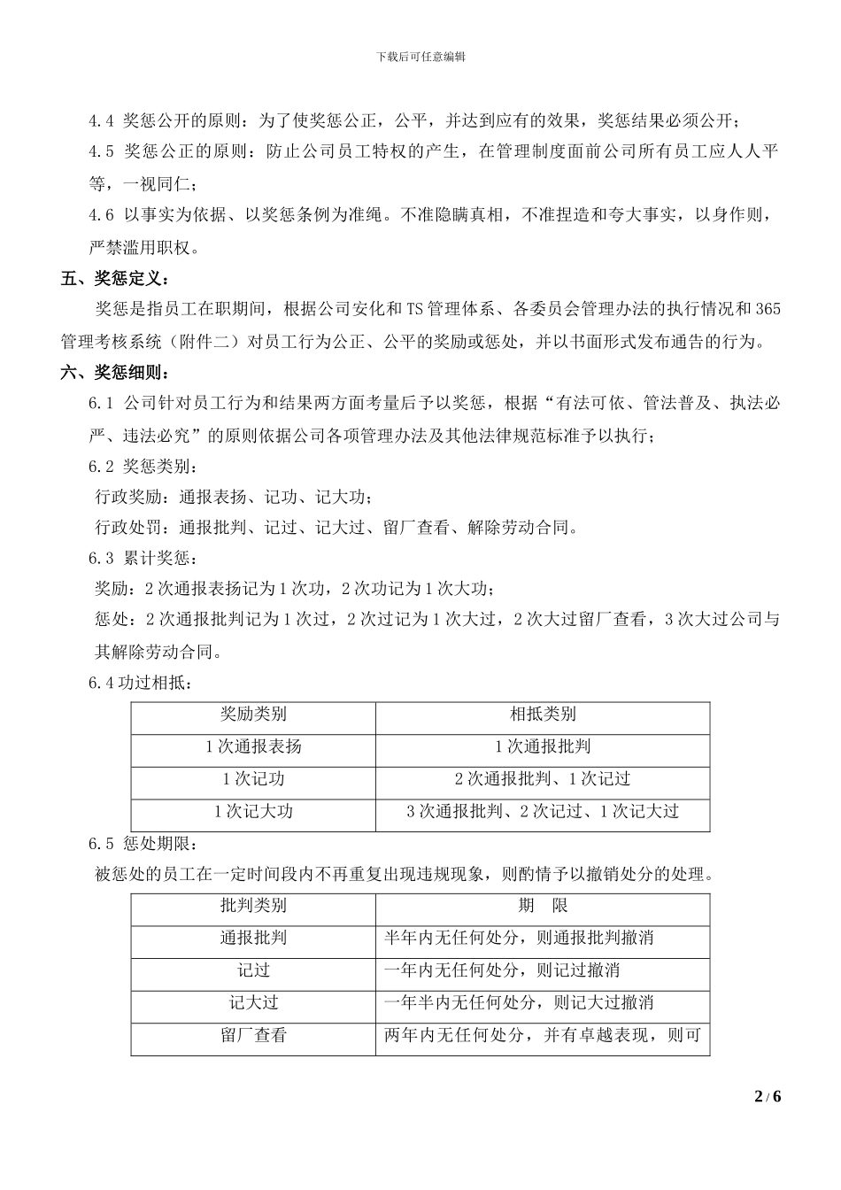 2024年员工奖惩管理办法--上x字20xx第xx号_第2页