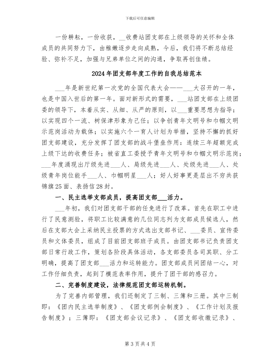 2024年团支部年度工作的自我总结_第3页