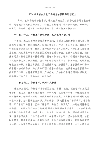 2024年国有企业员工年终总结及明年计划范文