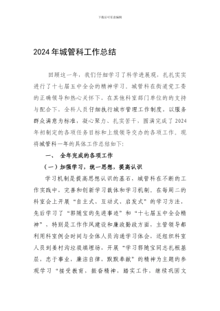 2024年城管科总结