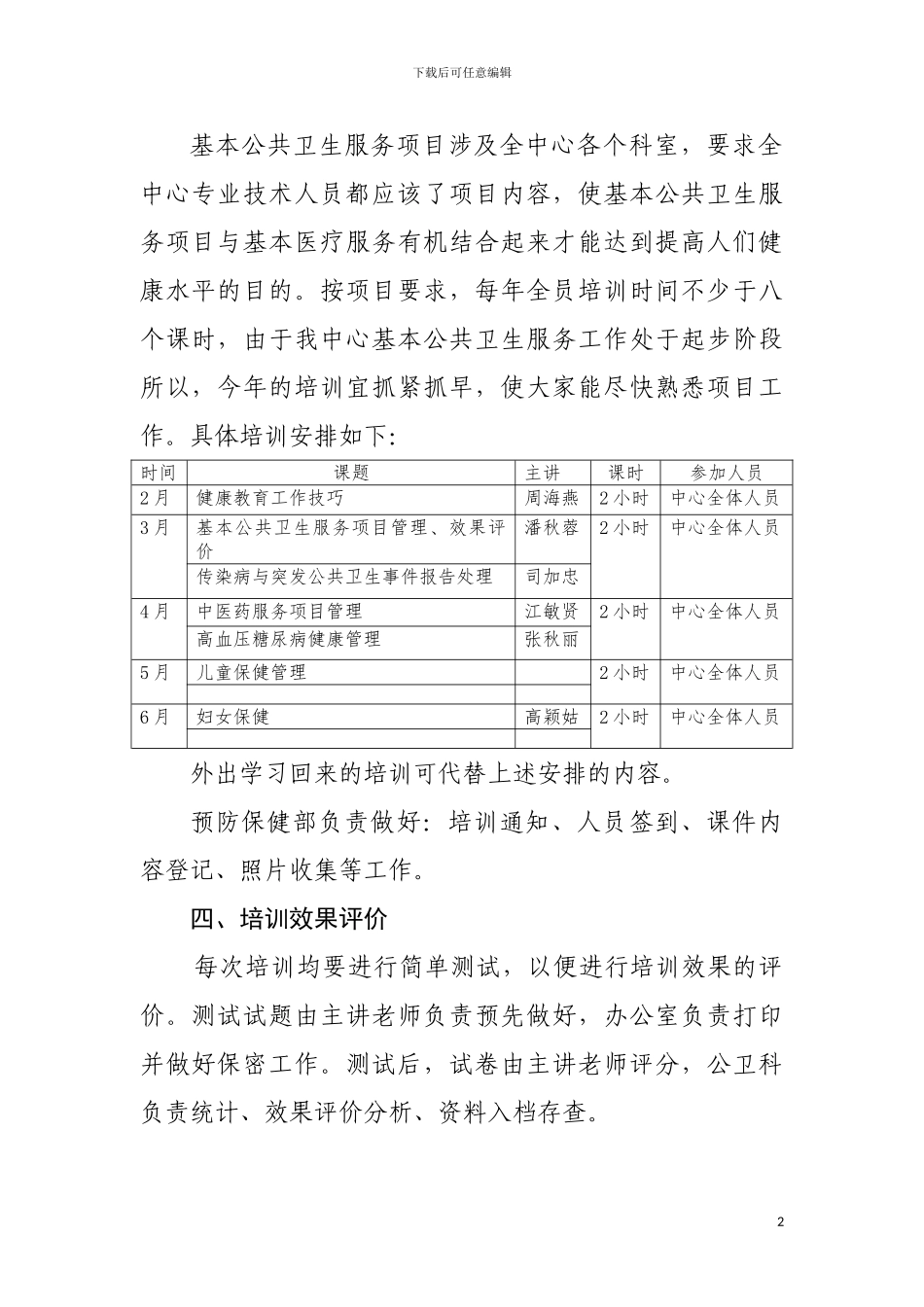 2024年基本公共卫生服务人员培训计划_第2页