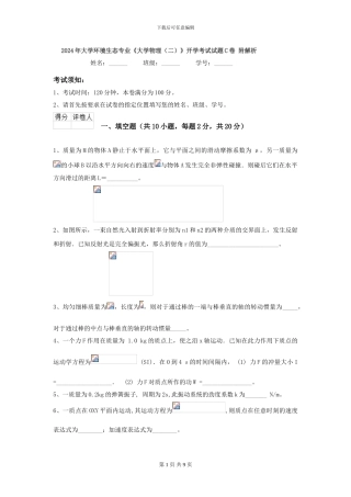 2024年大学环境生态专业《大学物理》开学考试试题C卷-附解析