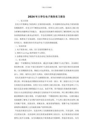 2024年大学生电子商务实习报告
