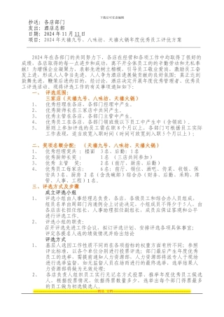 2024年天禧九号酒店优秀员工评选方案11