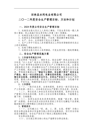 2024年安全生产管理实施方案