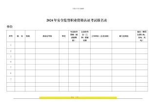 2024年安全监督职业资格认证考试报名表8