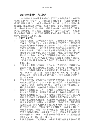 2024年审计组工作总结