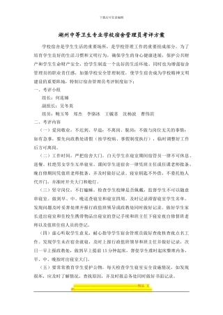 2024年宿舍管理员考评方案