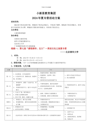 2024年小新星夏令营活动方案