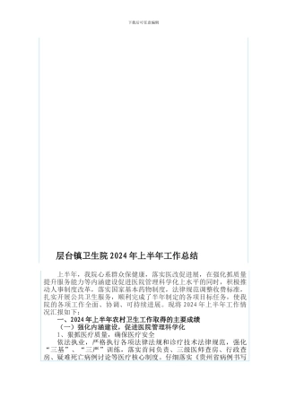 2024年层台-院上半年工作总结