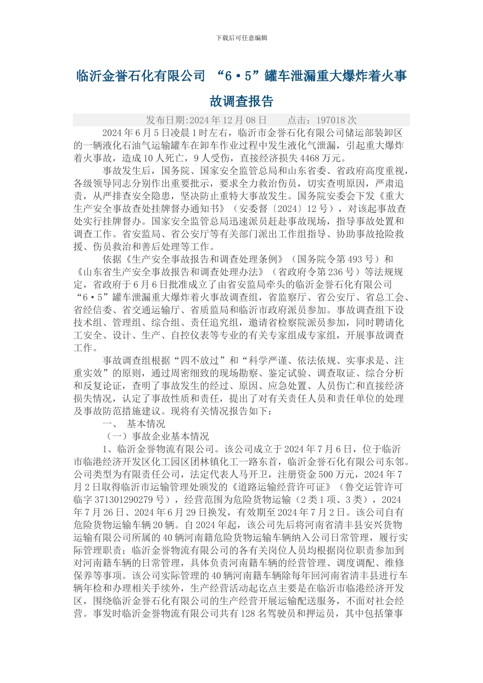 2024年山东临沂金誉石化事故调查报告_第1页