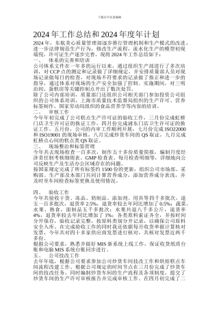 2024年工作总结和2024年安排