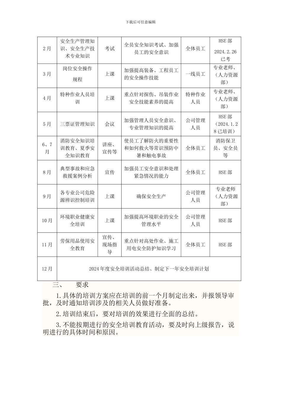 2024年工程公司安全教育培训计划_第3页