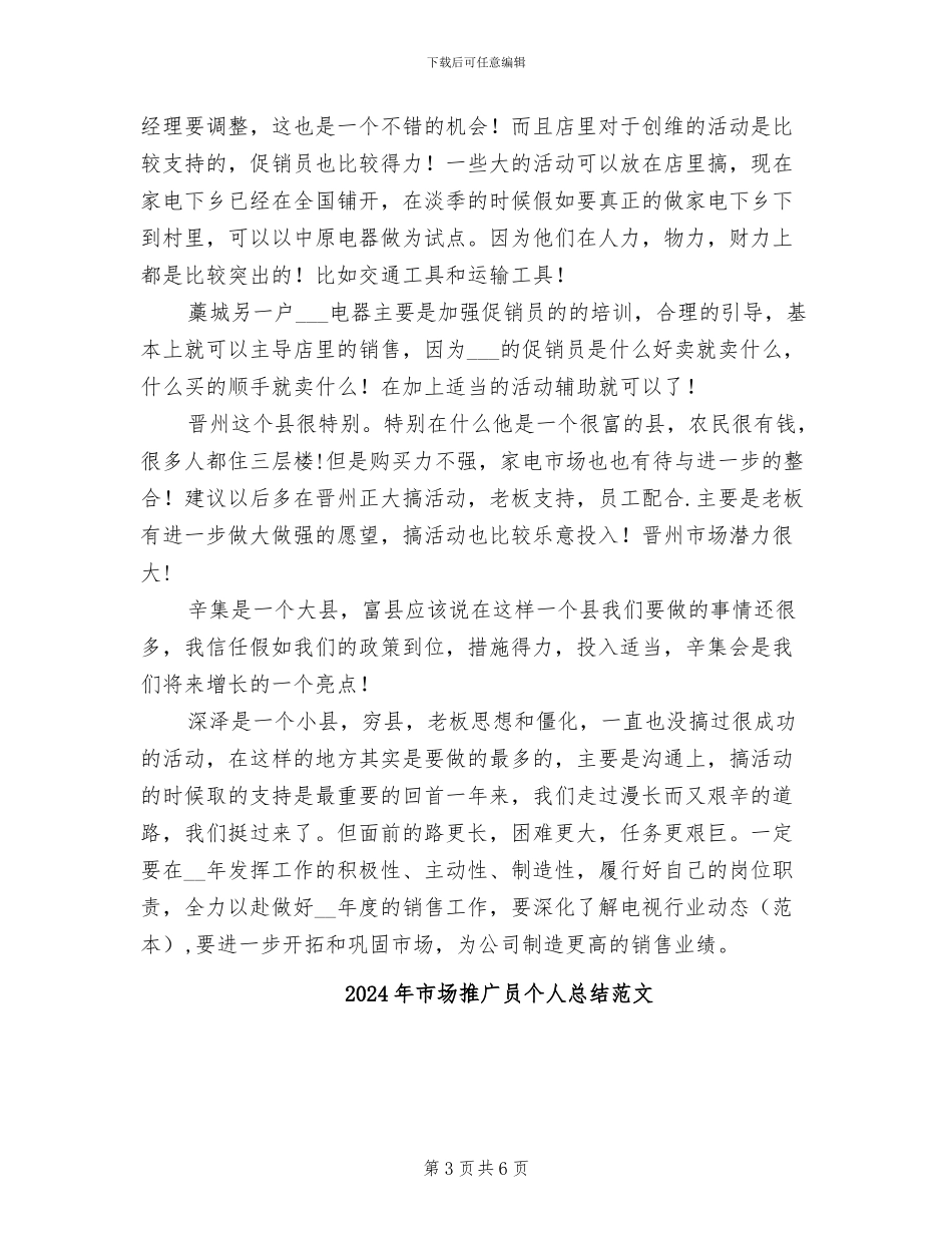 2024年市场推广员个人总结_第3页
