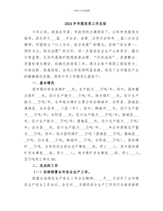2024年市煤炭局工作总结