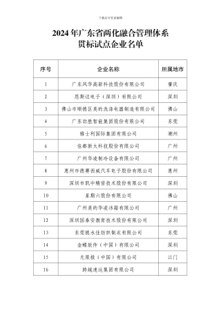 2024年广东省两化融合管理体系