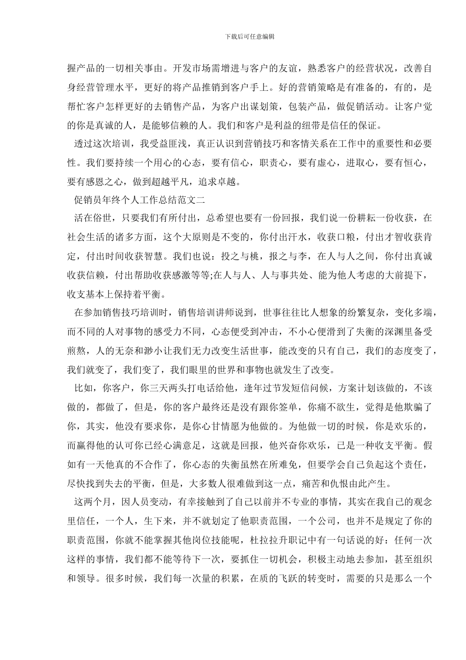 2024年底促销员年终个人工作总结范文五篇_第2页