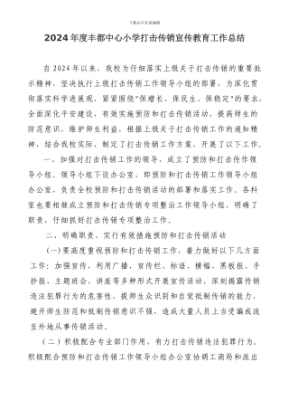 2024年度丰都中心小学打击传销宣传教育工作总结