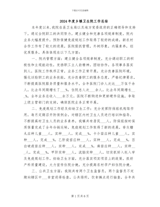 2024年度乡镇卫生院工作总结