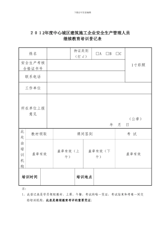 2024年度中心城区建筑施工企业安全生产管理人员