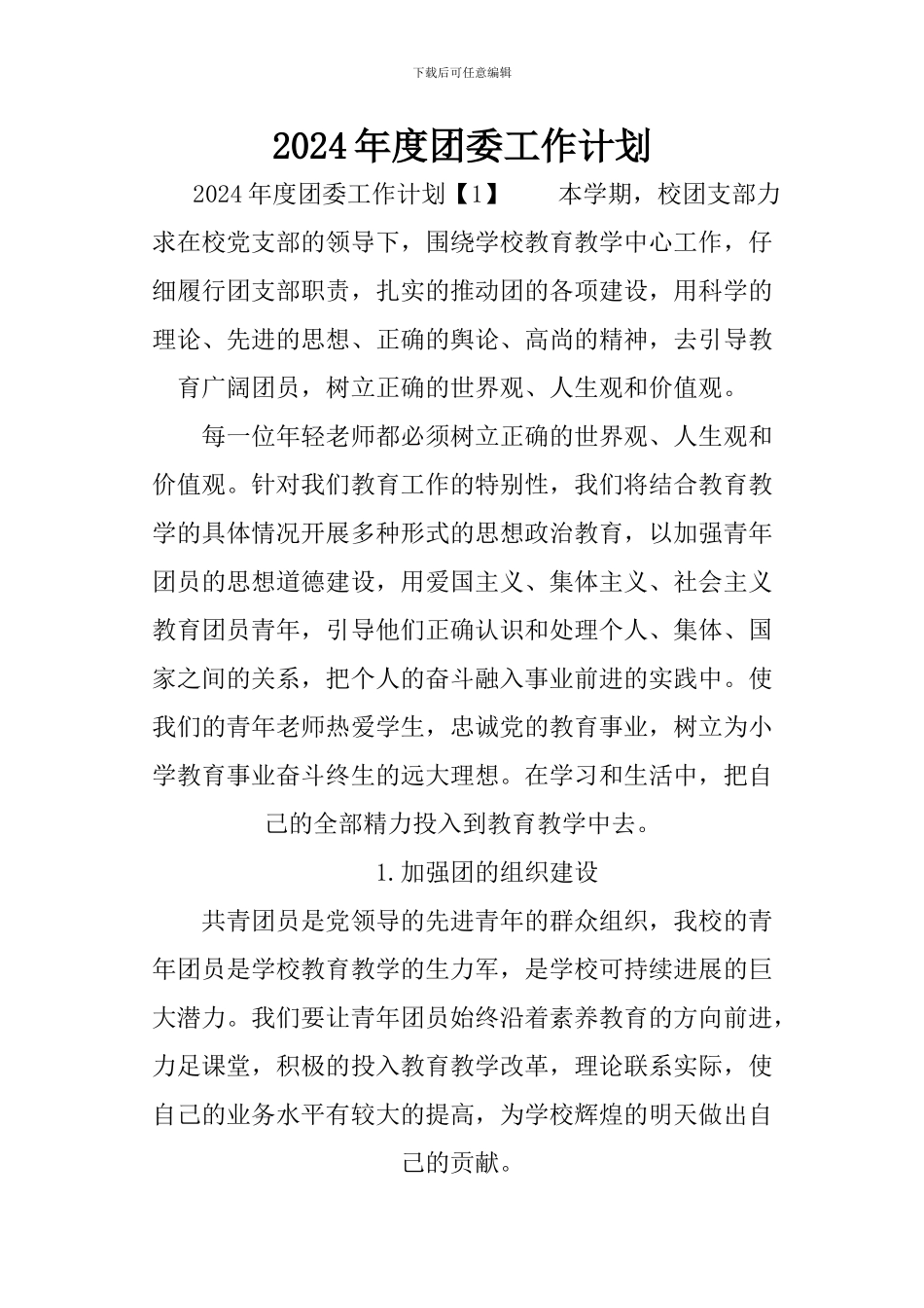 2024年度团委工作计划_第1页