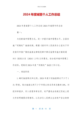 2024年度城管个人工作总结-1