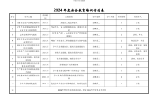 2024年度安全教育培训计划表
