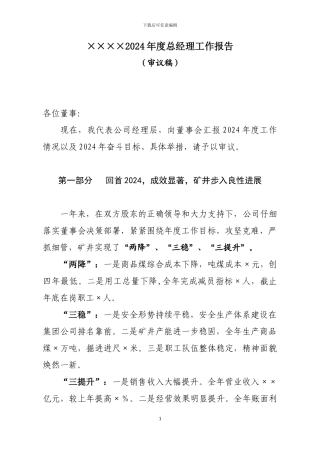 2024年度总经理工作报告