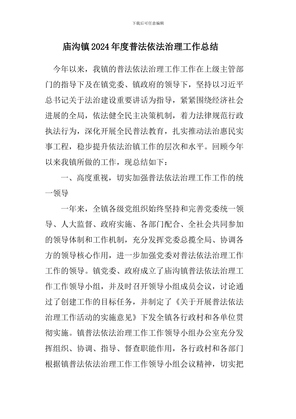 2024年度普法依法治理工作总结_第1页