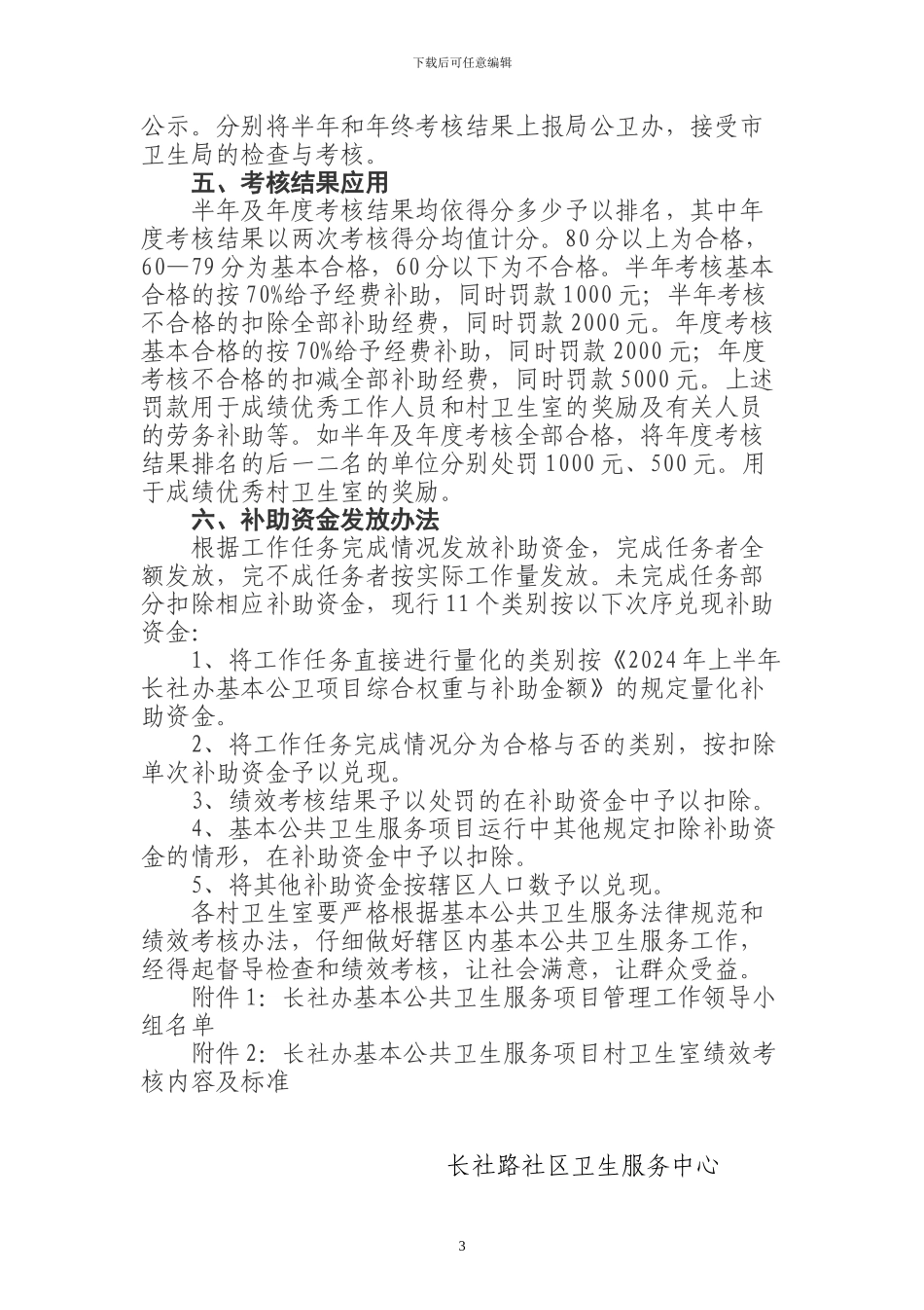 2024年度村卫生室基本公共卫生服务绩效考核办法_第3页