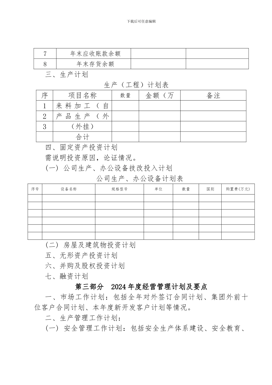 2024年度生产经营综合计划纲要_第3页