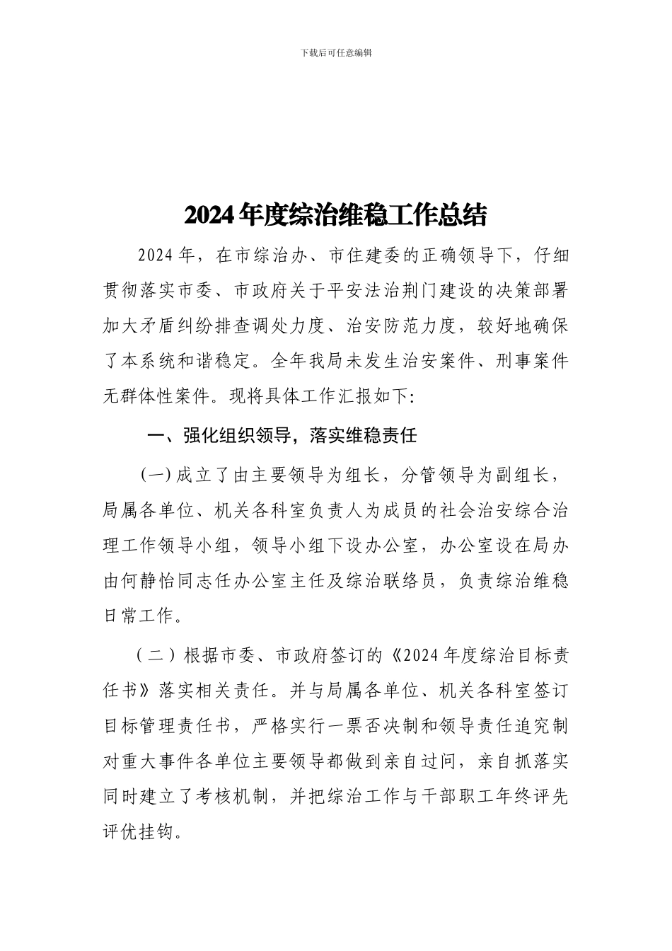 2024年度综治维稳工作总结_第1页