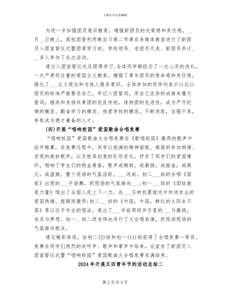 2024年开展五四青年节的活动总结三_第2页