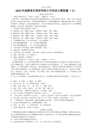 2024年成都实验外国语学校小升初语文模拟题