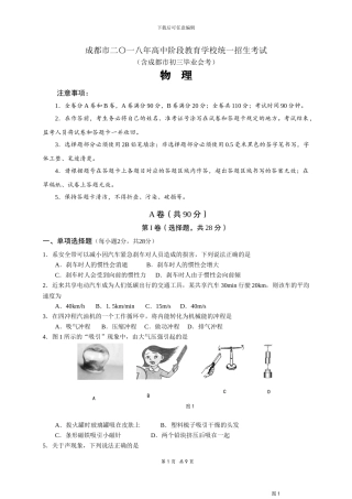 2024年成都市中考物理试题