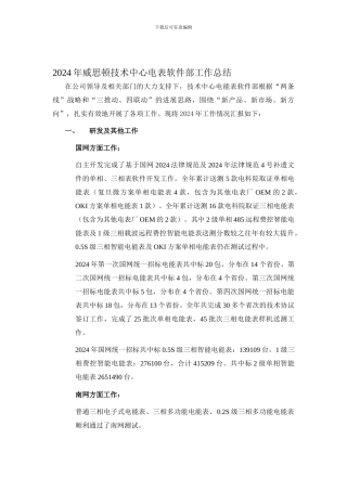 2024年技术中心电表软件部工作总结-胡春华