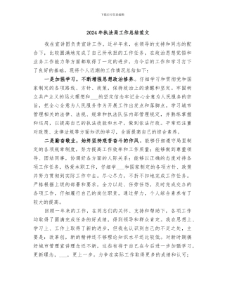 2024年执法局工作总结范文