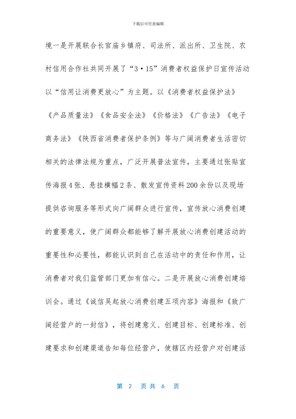 2024年放心消费创建工作总结_第2页