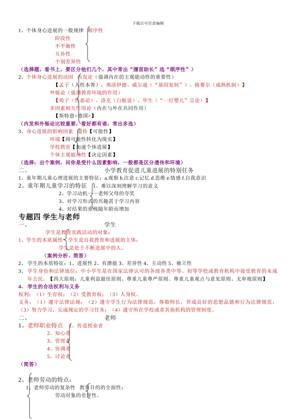 2024年教师招聘考试复习资料-划重点考点-课本框架_第3页